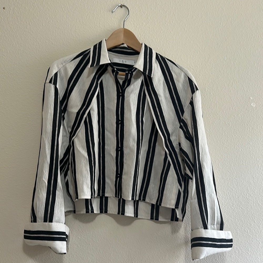 Black and White Striped Button-Up Shirt